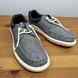 Sperry Boat Shoes Women Grey Chambray Slip On Loafers Size 5.5